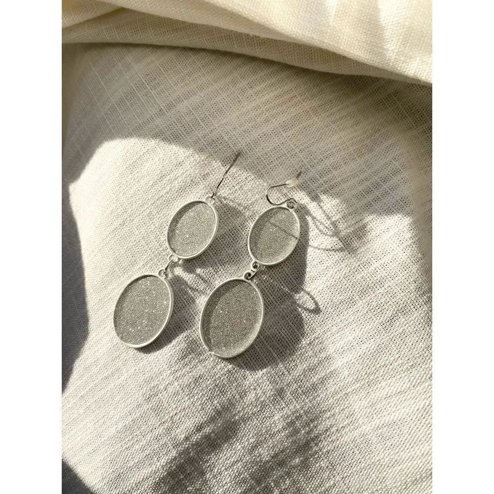 White glitter earrings